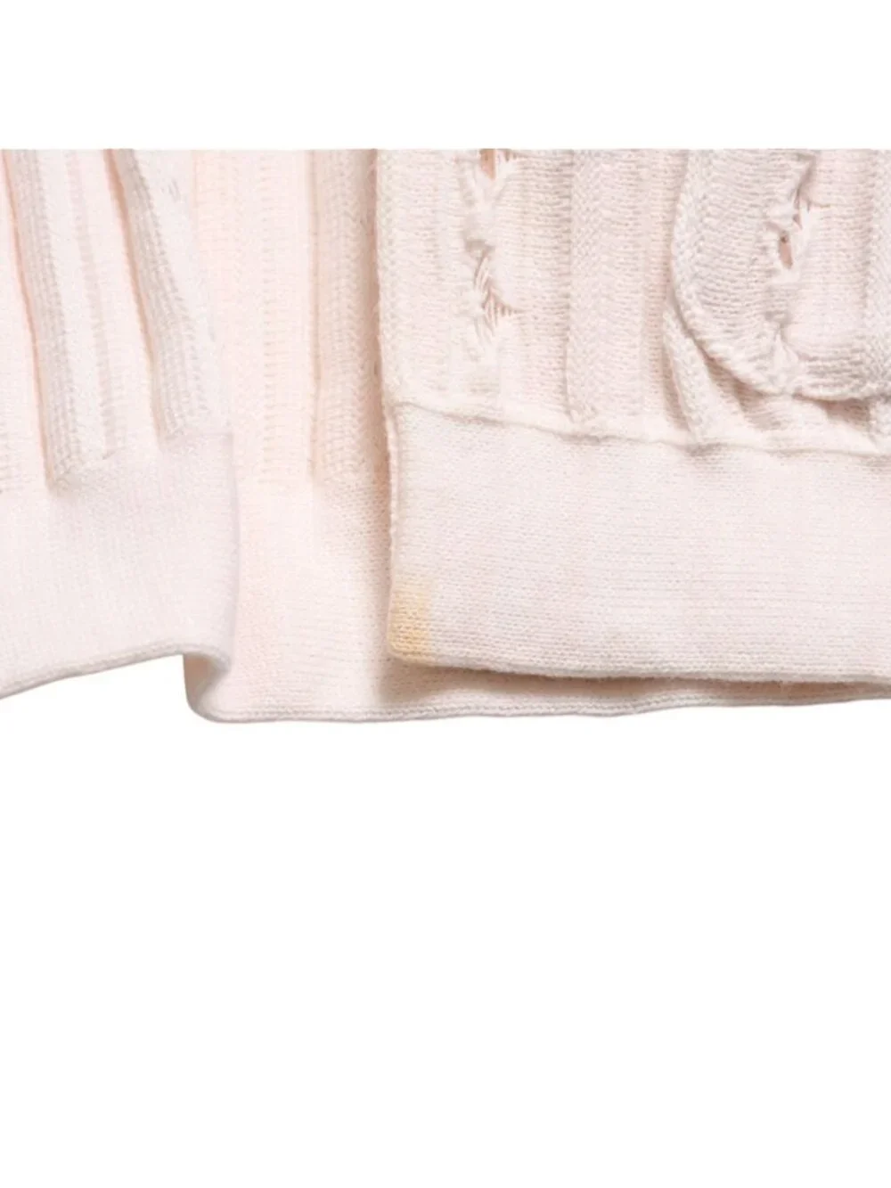 Chanel Cardigan Pearl Button CC Logo Cotton Rayon Polyester Pink